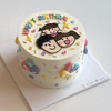 一家三口手绘卡通蛋糕-低糖处理无添加 商品缩略图2