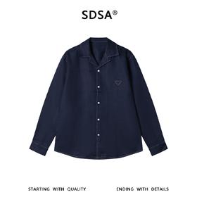 SDSA男装2026新款高贵轻奢时尚简约明线倒三角长袖衬衫百搭宽松