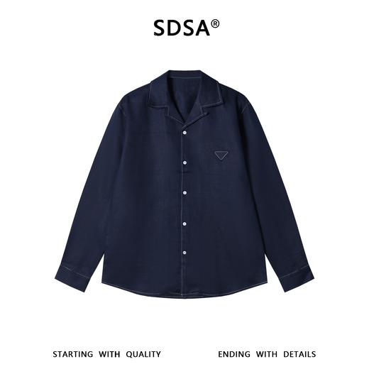 SDSA男装2026新款高贵轻奢时尚简约明线倒三角长袖衬衫百搭宽松 商品图0