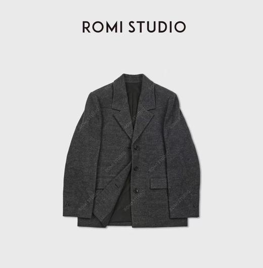 ROMI STUDIO“自我轮廓”羊毛混纺复古颗粒纹微收腰西装RWCWWG7246 商品图0