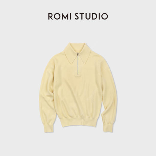 ROMI STUDIO100%欧洲美利奴羊毛半拉链polo领休闲开衫 RWCWST7195 商品图4