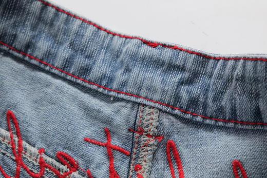 F031219复古水洗浅蓝牛仔裤宽松阔腿百搭休闲长裤 商品图6