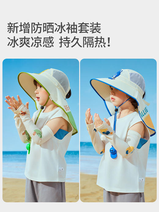 【出游防紫外线，带安全防风绳】儿童防晒帽男童帽子夏季薄款女童遮阳帽渔夫帽宝宝太阳帽男孩沙滩 商品图3