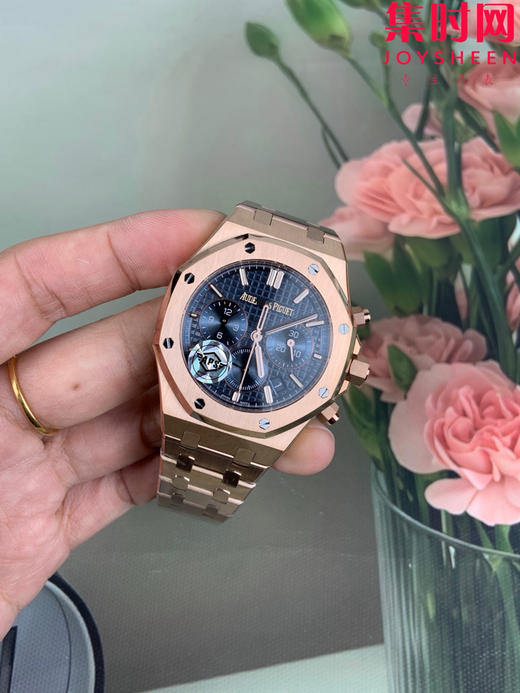 APS新品爱彼皇家橡树系列26715 玫金蓝盘 男士腕表 表径38mm 丹东4801机 小手腕福音 商品图4