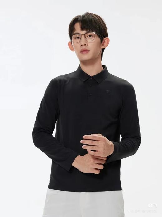 F031207春秋款纯色翻领吸湿速干长袖防晒男士t恤POLO 商品图2