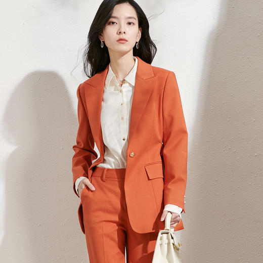 剩S/M 芳外春季新款时尚气质OL长袖西装外套女系带收腰纯色西服0290 商品图3