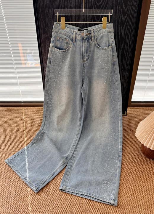 点此购买 ANN  ANDELMA*女士后腰可拆卸蝴蝶烫钻高腰阔腿牛仔裤 md 342115 商品图8