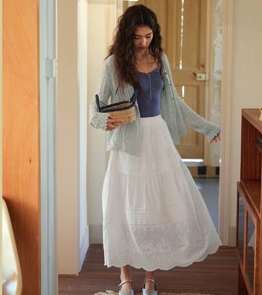 老米优品🎈3-5天！仙女本仙蕾丝小白裙~《法式浪漫纯棉重工蕾丝半身裙》蕾丝绣花，层层叠叠 温柔与浪漫，藏在裙摆里!Q260312A 商品图1