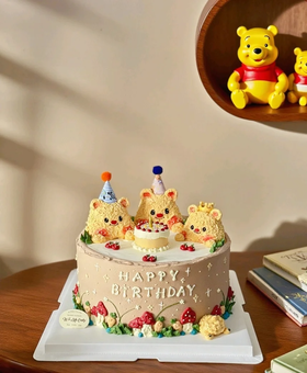 客定款~黄油熊立体小动物卡通蛋糕-低糖处理无添加