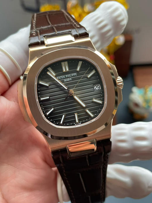 百达翡丽DDF鹦鹉螺5711系列 DDF玫金皮带配重版 重量102克 男士腕表 丹东324一体机 商品图2
