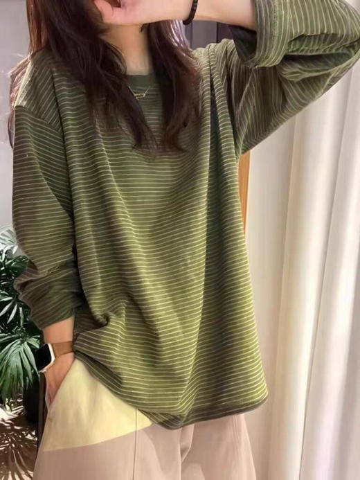 橄榄绿条纹T 商品图5