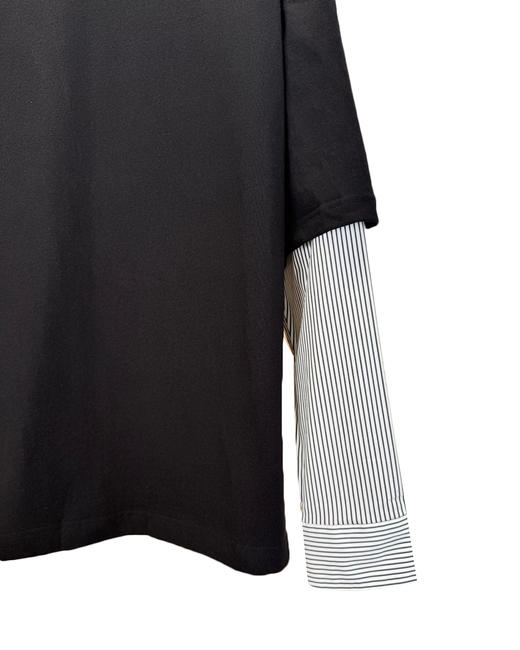 中性款假两件长袖T恤he 商品图2