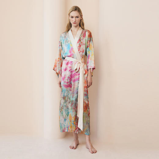 Solo seta22姆米重磅女士真丝印花睡袍桑蚕丝家居服2026春夏浴袍 商品图2