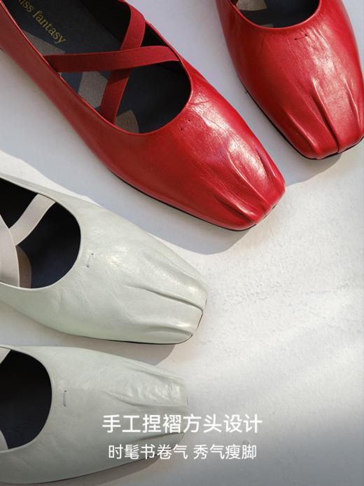 油腊牛皮复古褶皱芭蕾舞单鞋ACG1FTW089 商品图3