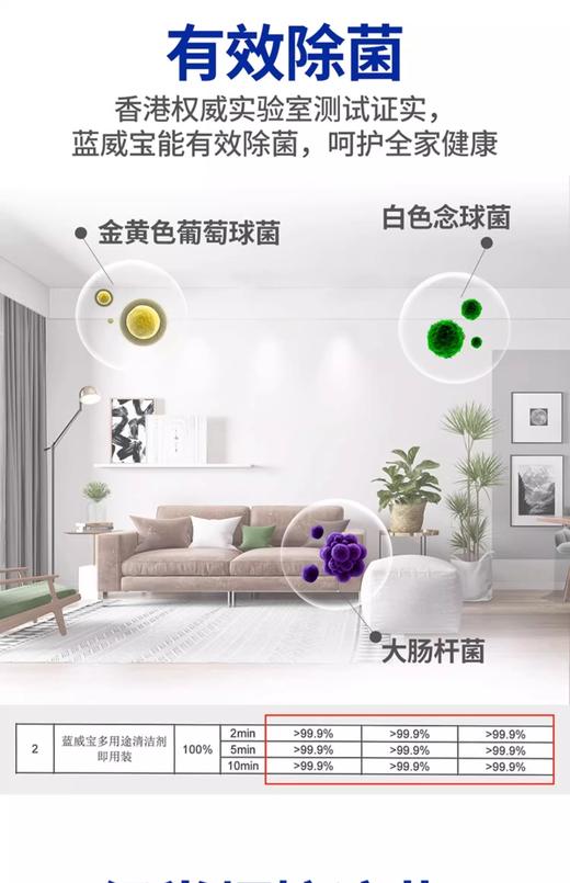 【2装装】（蓝）威宝原味多用途清洁剂即用装 500克+补充装500克 商品图2