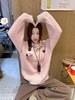 F031261少女感浅粉色宽松oversize黑色爱心刺绣假两件针织毛衣 商品缩略图6