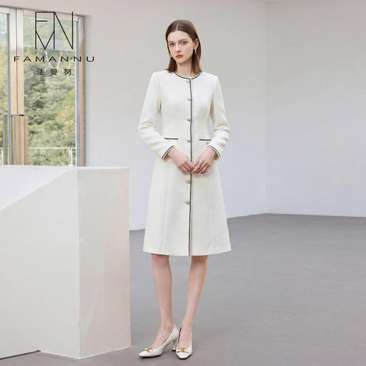 IWY/春季新款米白色西装连衣裙女气质时尚珠宝设计师正装裙Q1306 商品图1