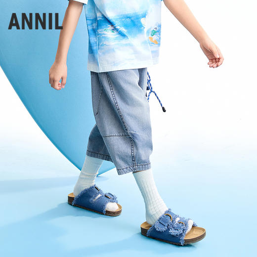 【实体店同款】男童全腰牛仔七分裤夏季新款安奈儿童装AB626146 商品图1