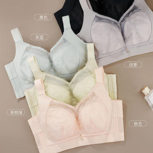 ZYQ-505  大码内衣调整薄款透气全罩杯软钢圈上托五排扣高侧收大胸显小文胸（单件） 商品图2