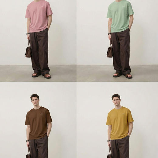 棉质短袖T恤男士宽松时尚圆领夏季半袖简约百搭上衣  YLZ-15051 商品图3