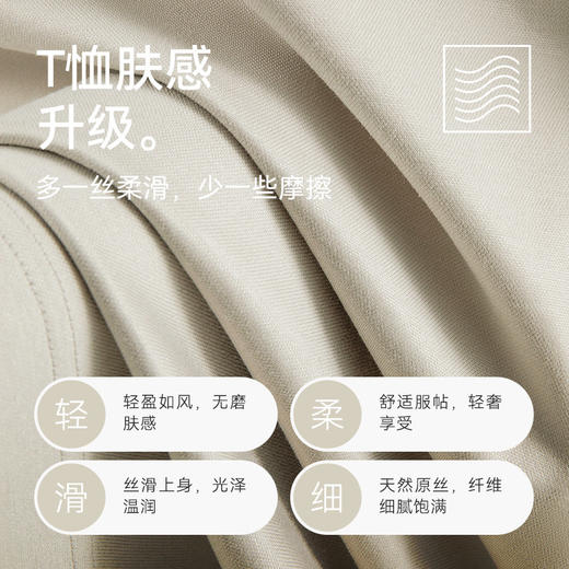 【门店同款】十如仕春夏新品微弹罗纹圆领微肌理桑蚕丝T恤短袖T23-02 商品图3