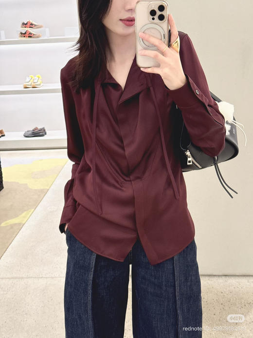 312-5 独家圆正 lew 26ss 30mm重磅真丝 设计感 系带衬衫 我穿40码 商品图9