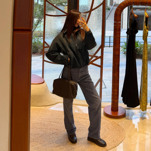 ROMI STUDIO“浅雾蓝”棉涤混纺软皮牌水洗直筒牛仔裤RWDSXY1684 商品图3