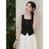 鹿向南「复古黑茶」黑色背心吊带女夏季新款开叉显瘦短款内搭上衣 商品缩略图1