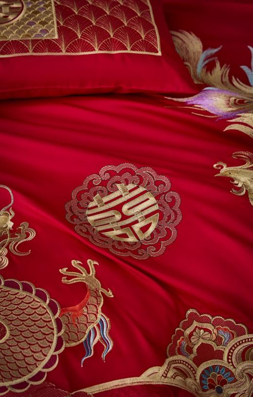 2026新款 婚庆纯棉刺绣四件套-龙凤贺彩（金） 商品图5