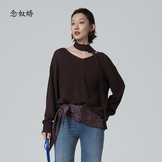 【商场同款】CNK6346 “ 飘带V领毛衫 ”天然亚麻材质 干爽舒适 宽松版型舒适自在 商品图10