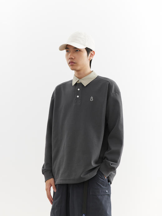 吃茶去chichaqu26春夏轻量撞色翻领长袖poloT恤户外运动休闲男女 商品图1