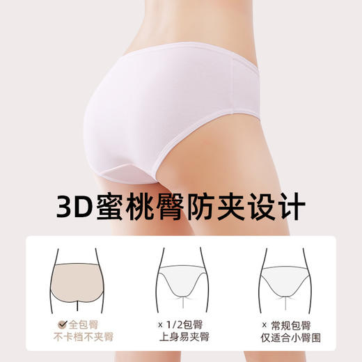 （6条）蝶安芬纯棉内裤女棉裆透气三角裤全棉纯色短裤 商品图3