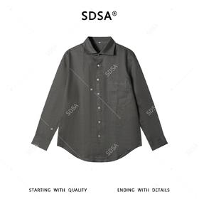 SDSA男装2026新款高贵轻奢极简风纯色亚麻长袖衬衫百搭时尚衬衣