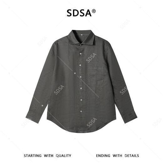 SDSA男装2026新款高贵轻奢极简风纯色亚麻长袖衬衫百搭时尚衬衣 商品图0