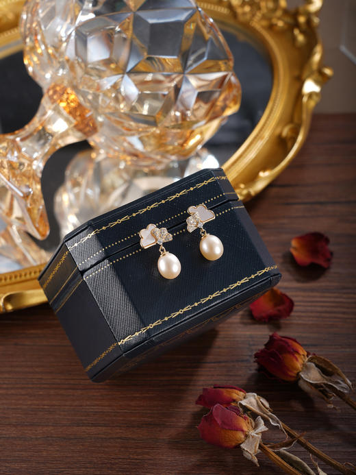 子佩集【幸好相遇】银S925珍珠惜王妃耳钉【E3913】双色银杏叶2602 商品图6