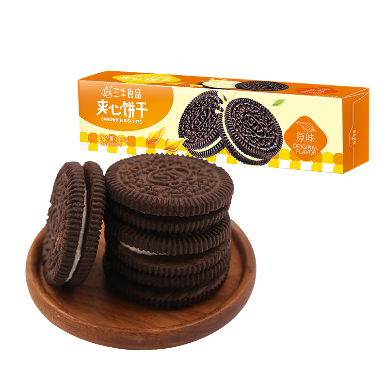 120g夹心饼干 原味 草莓味 柠檬味 休闲食品 办公室零食