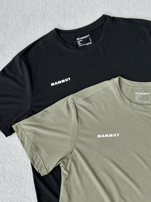 原单正品 MAMMUT猛犸象超薄速干透气弹力户外运动短袖
颜色：黑色 绿色
尺码：m l xl xxl 商品图2