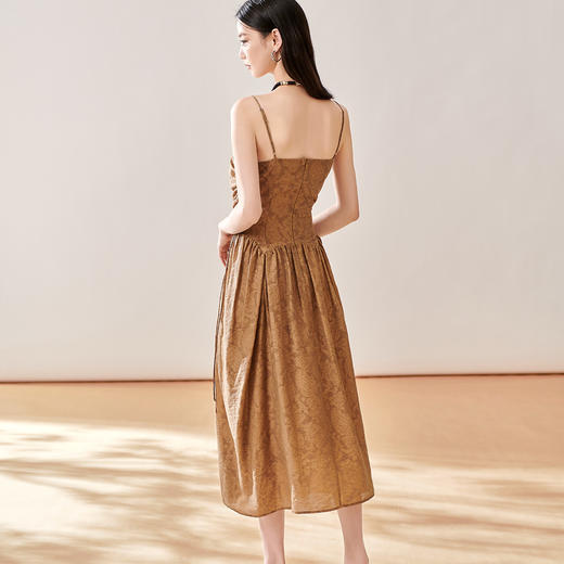 芳外新款轻奢提花吊带裙褶皱法式优雅连衣裙女8T23CL1056 商品图3