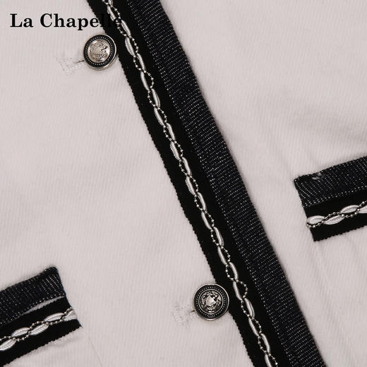 拉夏贝尔/La Chapelle挺括有型~复古圆领撞色边饰气质短款上衣外套女春季 商品图2