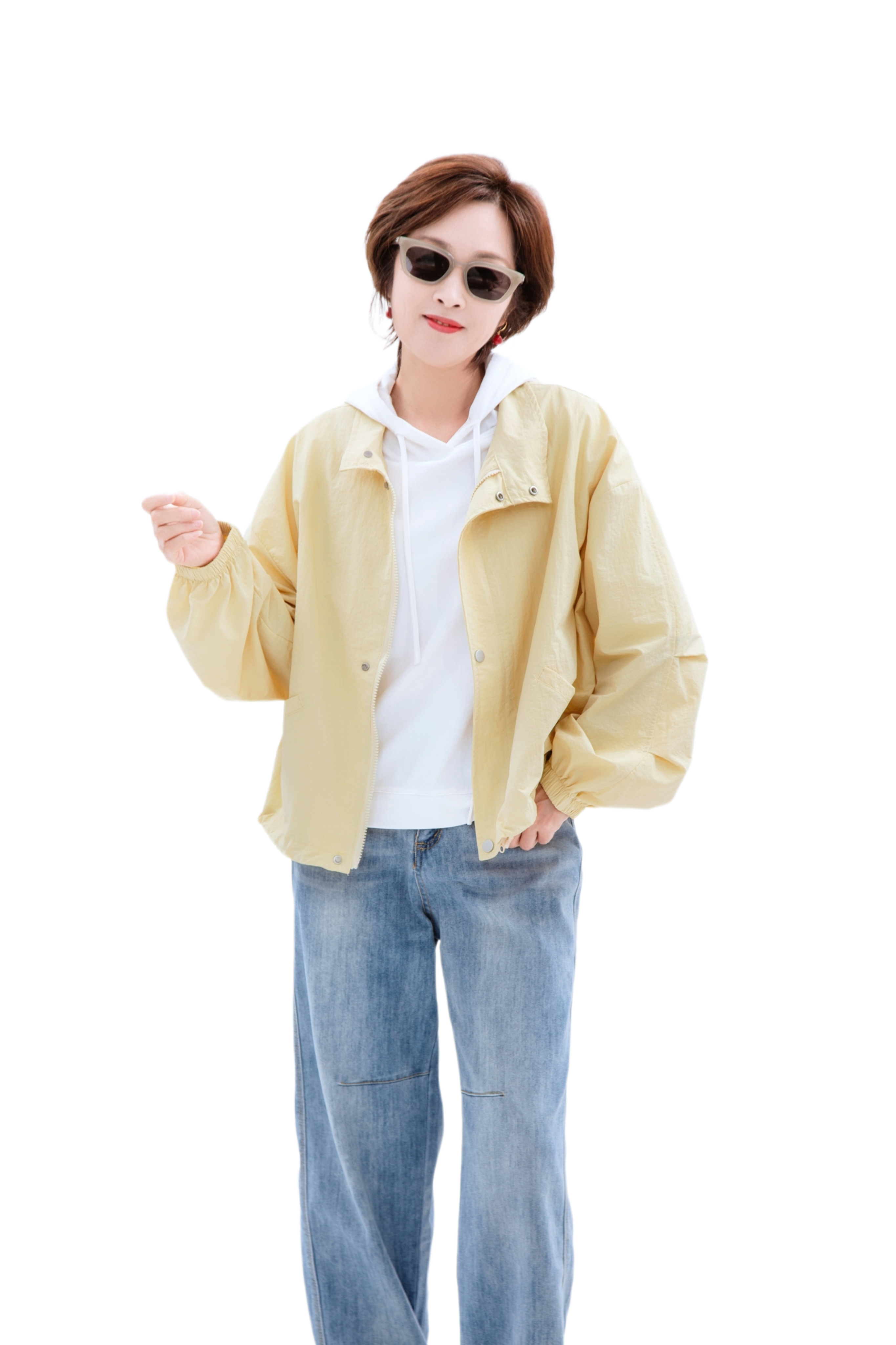 立领休闲抽绳薄外套