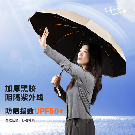 【小杨臻选】12K双骨自动黑胶晴雨伞 自动开收 晴雨两用 质保一年 免费换新 商品图1