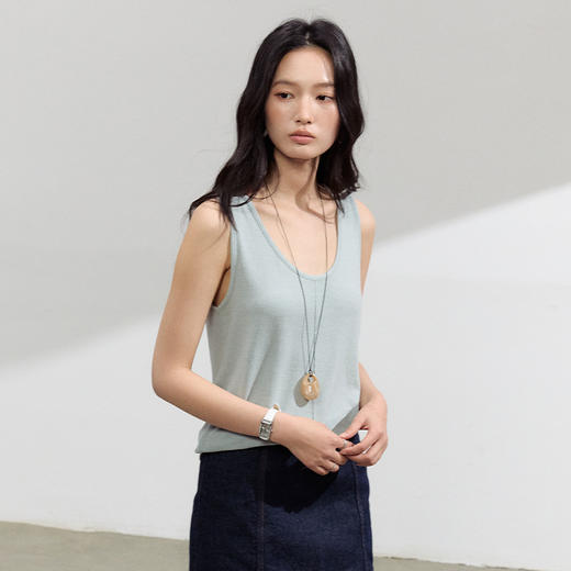 【2026夏季新品】醋酸亚麻・中线背心 丝滑凉感莱赛尔宽松吊带时尚内搭条纹春夏打底衫 商品图5