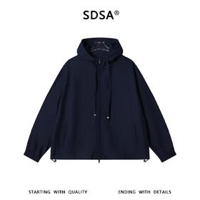 SDSA男装2026新款高贵轻奢时尚简约户外薄款拉链立领连帽夹克外套