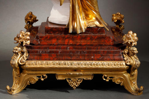 独角鹿西洋古董1850-1870年代法国拿破仑三世时期出品铜鎏金大理石群雕作品《雕塑的寓言》 商品图10