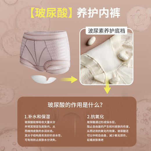【3条装，穿上很舒服】MEI·ZHAI美宅玻尿酸云感裤 充满少女感的云感泡泡纱内裤 蓬松柔软很舒服 2519mg/kg高含量玻尿酸 养护肌肤 7A抑菌 高弹不紧勒 凉爽舒适 商品图2