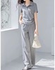 F031220春夏季新款灰色polo衫短袖阔腿卫裤两件套 商品缩略图2
