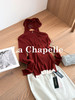 专柜实拍【柔软绵羊毛】拉夏贝尔/La Chapelle复古明艳港风！氛围感连帽半拉链撞色假两件软糯质感针织衫★ 商品缩略图2