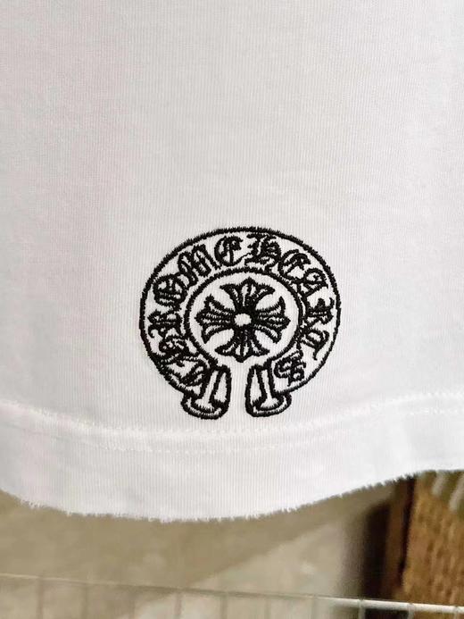 F031202春夏新款男女同款水洗磨破工艺 logo牛仔贴布刺绣短袖T恤 商品图8