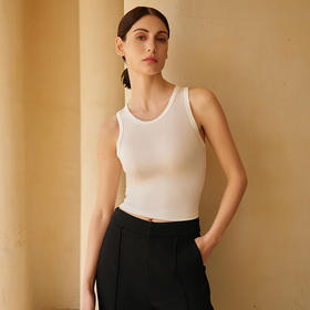 官网299！内家60S桑蚕丝真丝莫代尔长绒棉女士短款工字背心打底可外穿吊带