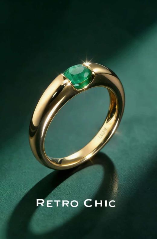 【RetroChic珠宝】祖母绿·素戒 商品图0